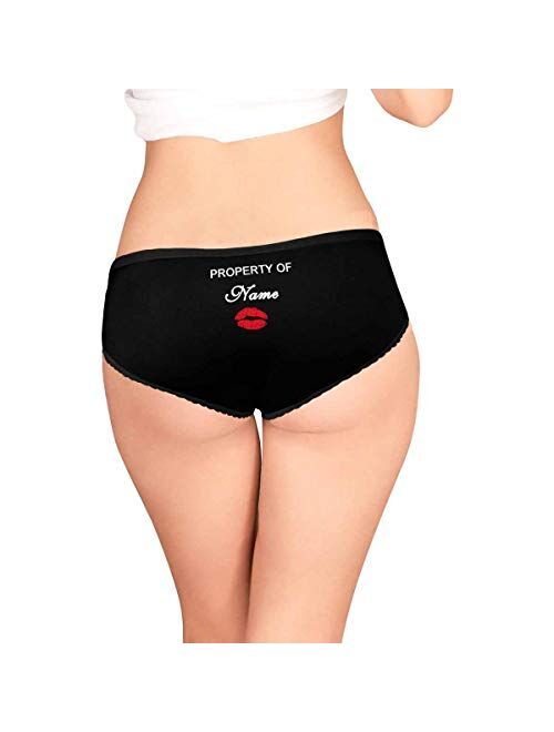 Custom Name Womens Property of Name Brief Panty Printed with Photo XS