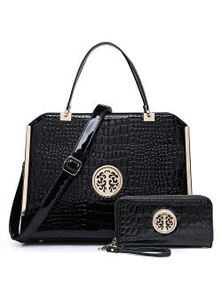 Women Large Satchel Handbag Shoulder Purse Top handle Work Bag Tote With Matching Wallet