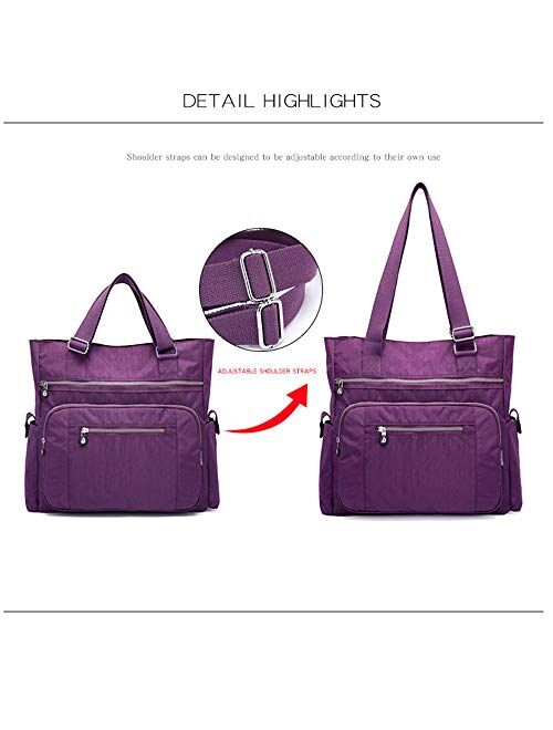 Multi Pocket Nylon Totes Handbag Large Shoulder Bag Travel Purse Bags For Women