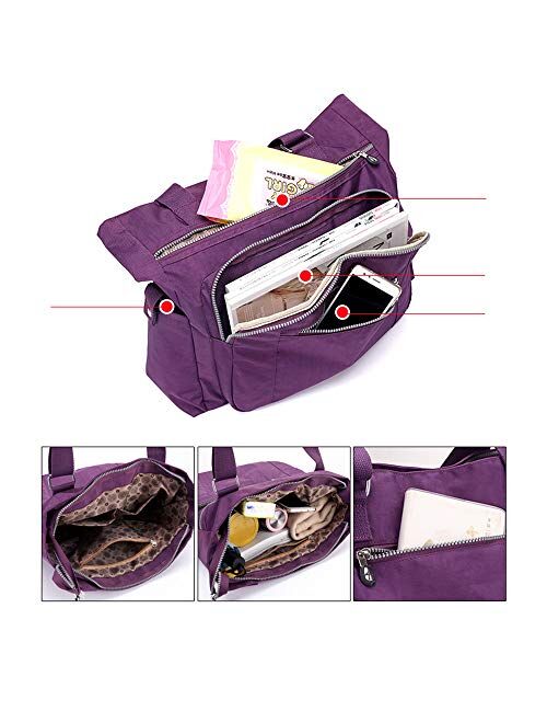 Multi Pocket Nylon Totes Handbag Large Shoulder Bag Travel Purse Bags For Women