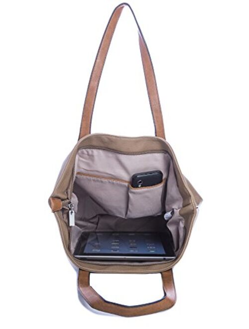 Mabel Womens Lightweight Plain Handbag - Soft 100% Vegan PU Leather Tote Shoulder Bag - FRANCESCA
