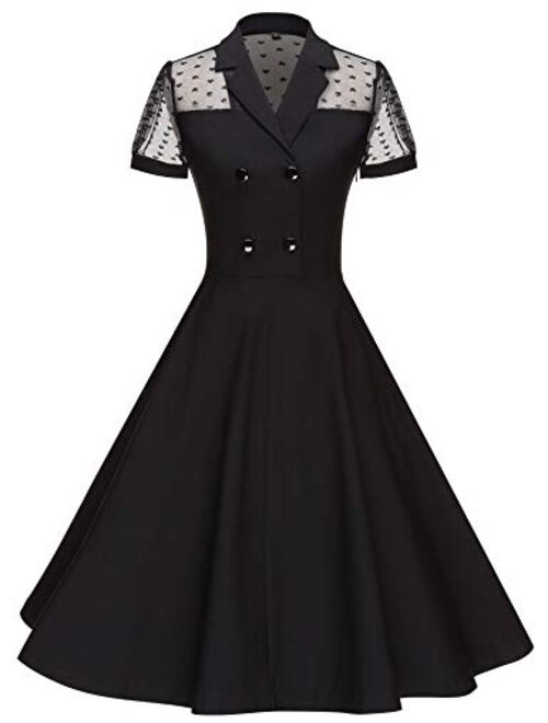 GownTown Womens 1950s Vintage Stretch Swing Dress