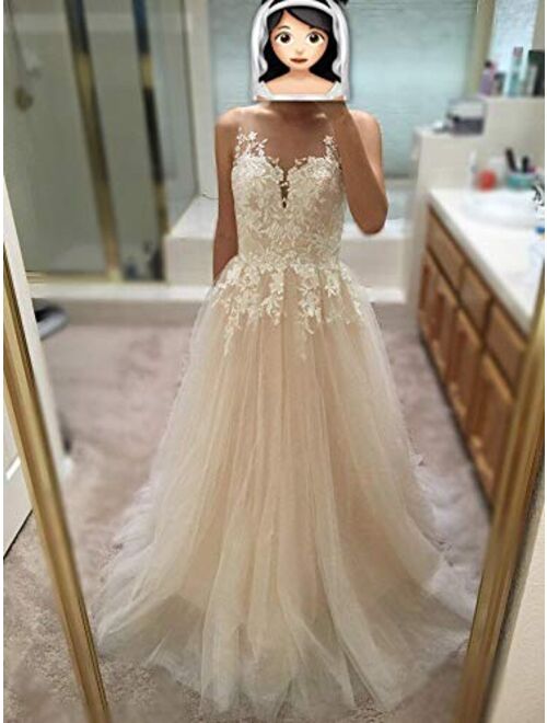 Sleeveless Lace Wedding Dress A-line Long Bridal Gown Elegant Bride Wear