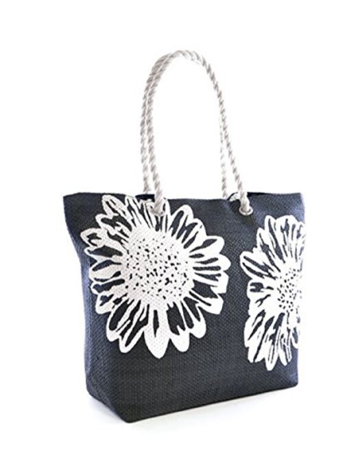 Beach Bag Tote Bags for Women Ladies Large Summer Shoulder Bag With Pocket Carrier Bag Flower