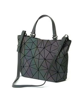 Women Handbags Geometric Luminous Bag PU Leather Shard Lattice Holographic Purse Ladies Shoulder Bag