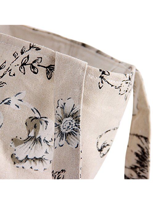 Caixia Women's Cotton Daisy Floral Canvas Tote Shopping Bag Light Brown