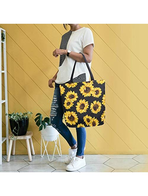 Naanle Unicorn Canvas Tote Bag Large Shoulder Bag Handbag Shopping Grocery Bag