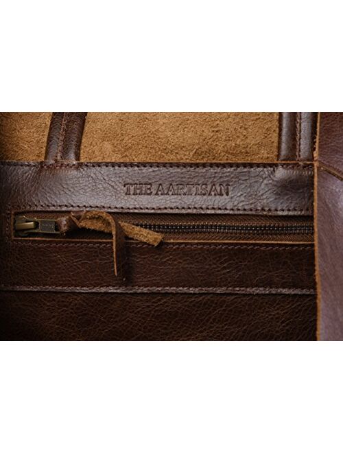 The Aartisan Women Genuine Full Grain Buffalo Vintage Leather Tote Bag, 17 Inch