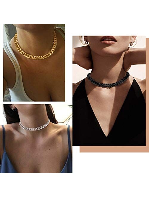 ChainsPro Men Chunky Miami Cuban Chain Necklace, Custom Available, 6/9/14mm Width, 18/20/22/24/26/28/30inch Length, Gold Plated/Stainless Steel/Black-with Gift Box