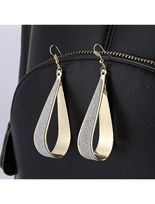 SOSUO Silver Crystal Scrub Water Drop Hook Dangle Earrings Fashion Women Party (Gold)