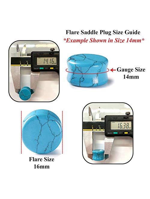 BodyJ4You 18PC Stone Ear Plugs Double Flare Saddle Stretching Gauges Expander 8G-30mm