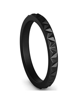 ThunderFit Womens Triangle Diamond Stackable Rings - 16 Rings / 12 Rings / 8 Rings / 4 Rings / 1 Ring - Thin Silicone Wedding Rings - 2.5mm wide - 2mm Thick