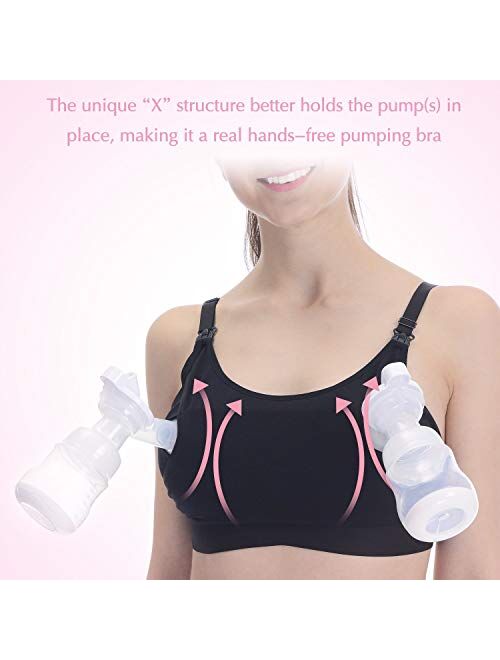 Momcozy Hands Free Pumping Bra, Adjustable Breast-Pumps Holding and Nursing Bra