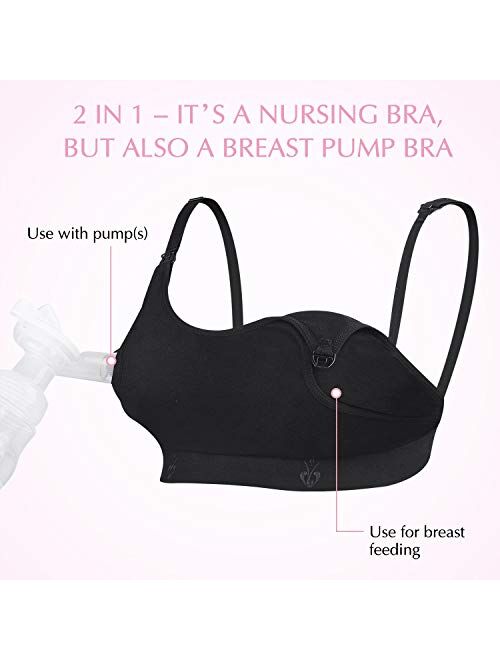 Momcozy Hands Free Pumping Bra, Adjustable Breast-Pumps Holding and Nursing Bra
