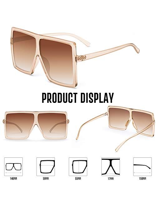 Square Oversized Sunglasses For Women - FEIDU Trendy Fashion Sunglasses For Women Men Celebrity/Flat Top Shades 2020 Update
