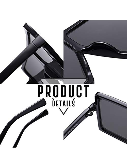Square Oversized Sunglasses For Women - FEIDU Trendy Fashion Sunglasses For Women Men Celebrity/Flat Top Shades 2020 Update
