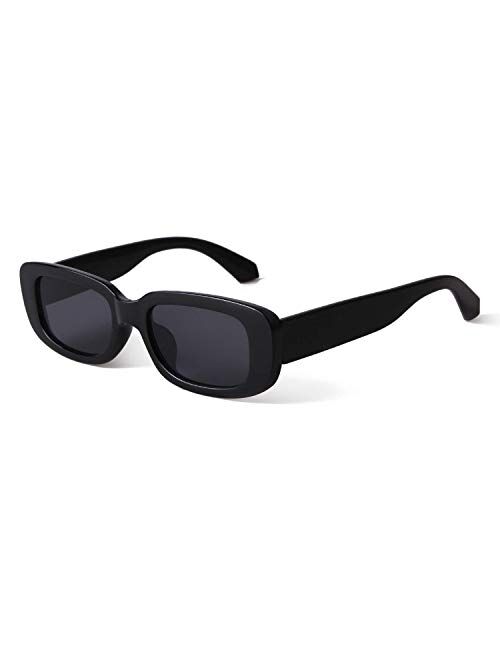 BUTABY Rectangle Sunglasses for Women Retro Driving Glasses 90s Vintage Fashion Narrow Square Frame UV400 Protection