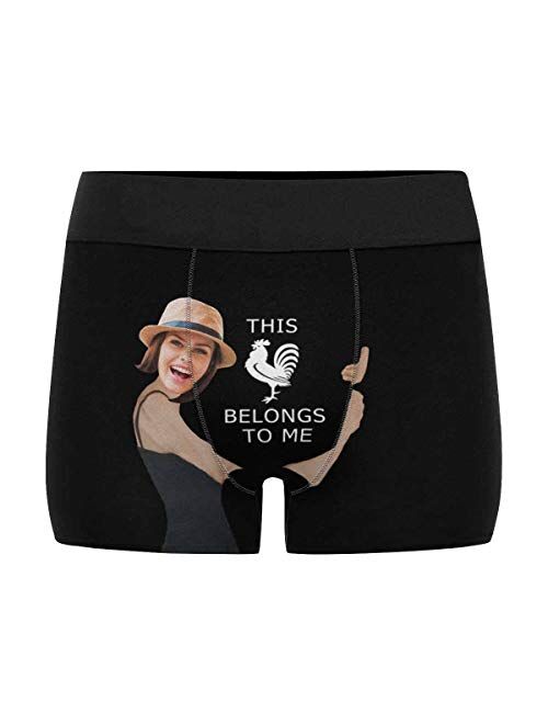 Custom Men's Boxer Briefs This Belongs to Me Boxers for Men Personalized Funny Wife Face Shorts Underwear