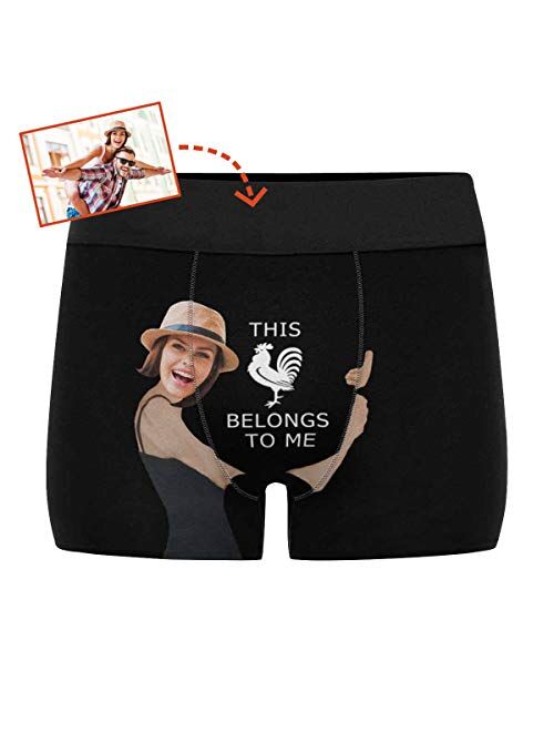 Custom Men's Boxer Briefs This Belongs to Me Boxers for Men Personalized Funny Wife Face Shorts Underwear