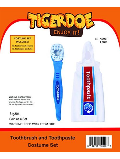 Tigerdoe Toothbrush and Toothpaste Costume - 2 Pc Set - Couples Costumes - Halloween Dress Up - Funny Costumes