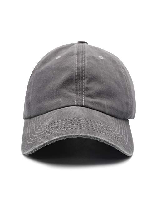 Ponytail Unconstructed Washed Dad Hat Messy High Bun Ponycaps Plain Baseball Cap
