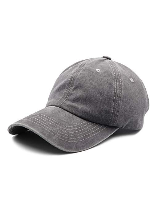 Ponytail Unconstructed Washed Dad Hat Messy High Bun Ponycaps Plain Baseball Cap