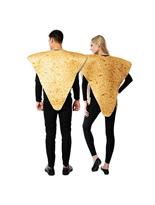 ReneeCho Adult Couple Halloween Costume Tortilla Chips Mens Food Mascot Womens Match Outfit, Couple Chip Costume - 2 Piece, One Size