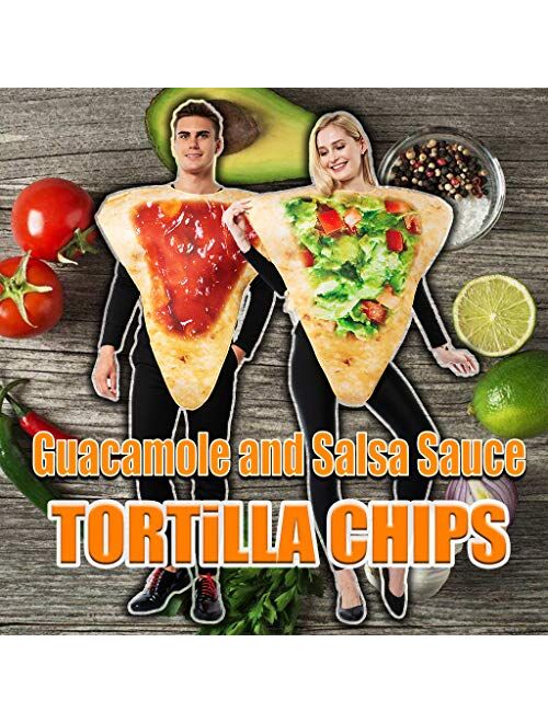 ReneeCho Adult Couple Halloween Costume Tortilla Chips Mens Food Mascot Womens Match Outfit, Couple Chip Costume - 2 Piece, One Size