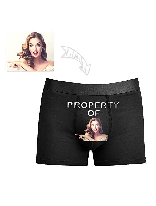 Custom Funny Face Men's Boxer Shorts Personalized Novelty Briefs Underpants with Photo (XS-5XL)