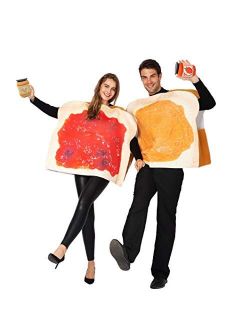 Peanut Butter and Jelly PBJ Costume Adult Couple Set w/one Peanut Butter Plush and One Jelly Plush for Halloween