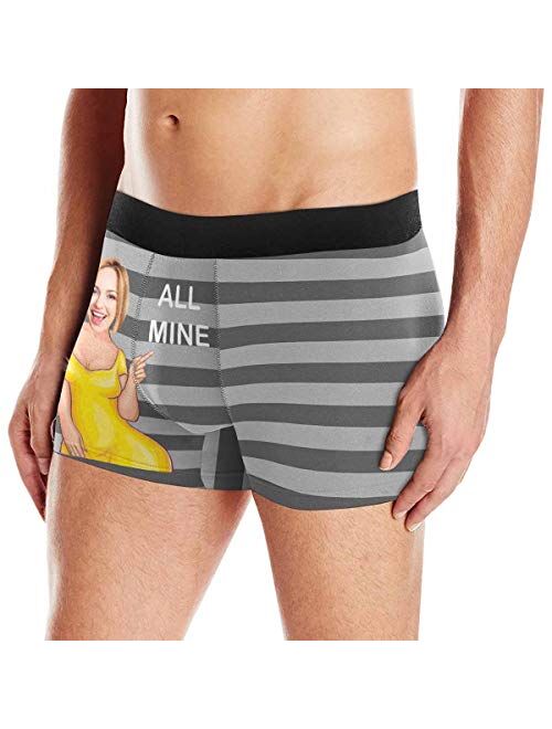 Customized Face Men's Boxer Briefs Underwear Shorts Underpants with Photo All Mine All Gray Stripe