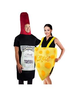 Tigerdoe Couples Costumes - Wine & Cheese Costume - Funny Adult Halloween Costumes - Food Costume - 2 Pc
