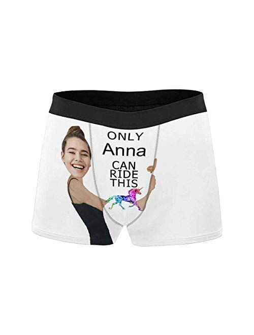 Custom Men's Face Boxer Briefs Shorts Only Name Can Ride This Unicorn XS-5XL