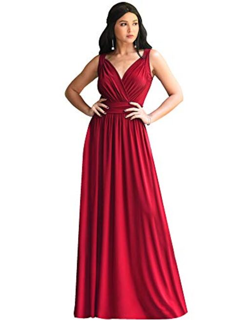 KOH KOH Womens Long Sleeveless Flowy Bridesmaid Cocktail Evening Gown Maxi Dress