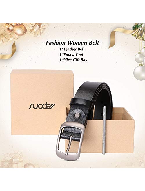 Fashion Womens Leather Belts SUOSDEY with Pin Buckle Waist Belt for Jeans Pants
