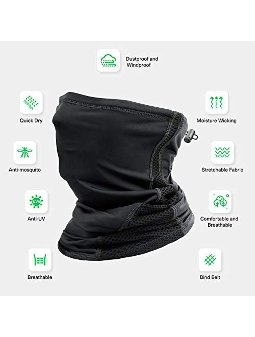 Cooling Neck Gaiter Drawstring, Breathable Fitness Face Cover Sun Dust Protection Lightweight Scarf Mask Summer Winter Bandana for Men Women for Fishing Hiking Skiing Cyc