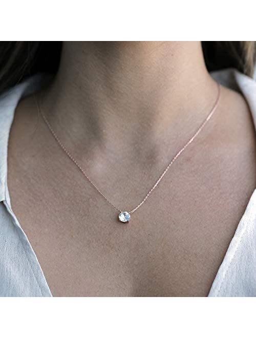 PAVOI 14K Gold Plated Swarovski Crystal Solitaire 1.5 Carat (7.3mm) CZ Dainty Choker Necklace | Gold Necklaces for Women
