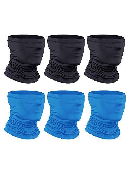[6-Pack] Neck Gaiter Scarf, Breathable Bandana Face Bandana Cover Cooling Neck Gaiter for Men Women Cycling Hiking Fishing.