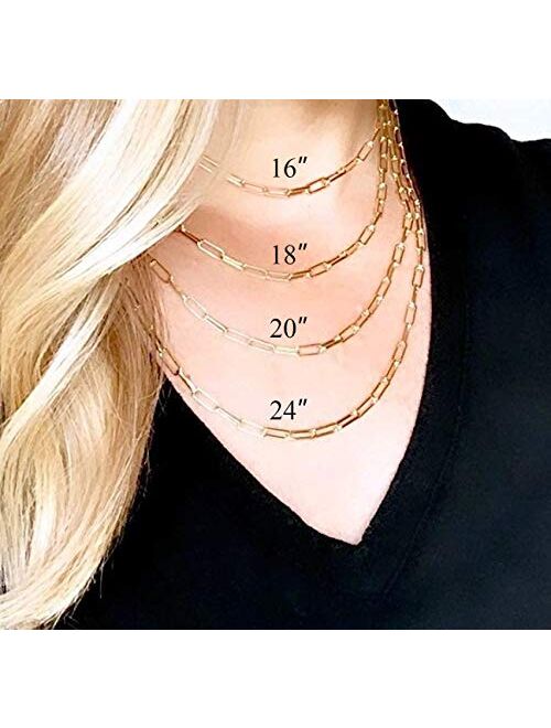 Jewlpire Gold Chain Necklace for Women & Girls 18k Gold Plated Dainty Paperclip Link Chain Necklace and Bracelet Set Personalized Chunky Choker Necklaces Fashion Jewelry Set Gift 