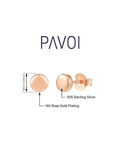 PAVOI 14K Gold Plated 925 Sterling Silver Earrings | Tiny Dot/Triangle Disc Stud Earrings | Gold Stud Earrings for Women