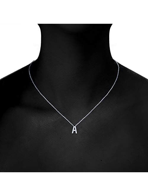 PAVOI 14K White Gold Plated Cubic Zirconia Initial Necklace | Letter Necklaces for Women