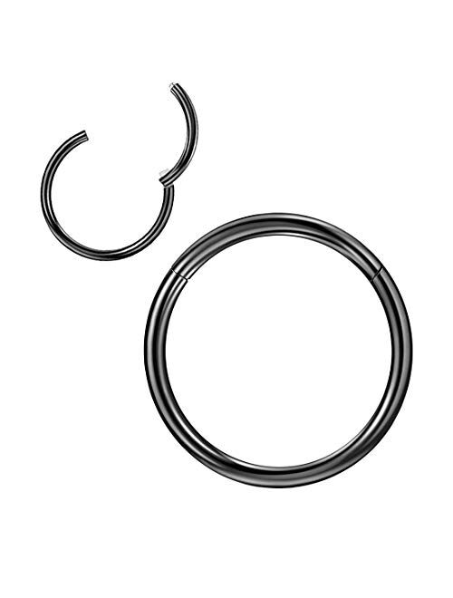 ORAZIO 12Pcs 14-16G Stainless Steel Nose Rings Septum Piercing Cartilage Horseshoe Earring Body Piercing 6MM-16MM 