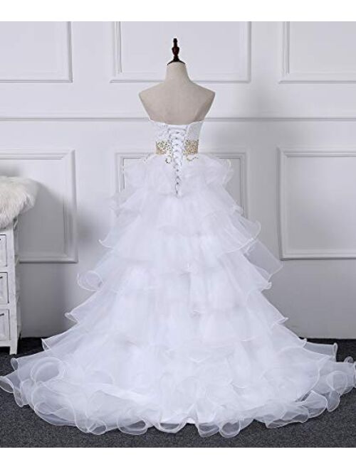 Modeldress High Low Country Western Wedding Dress for Bride Off Shoulder Bridal Gown