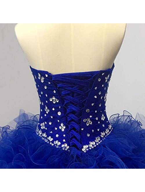 Diandiai Sweetheart Quinceanera Dress Beads Ruffles Ball Gown Prom Dress