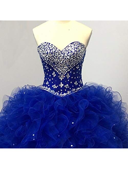 Diandiai Sweetheart Quinceanera Dress Beads Ruffles Ball Gown Prom Dress