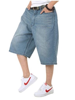 IDEALSANXUN Mens Summer Casual Plus Size Loose Fit Jeans Denim Shorts