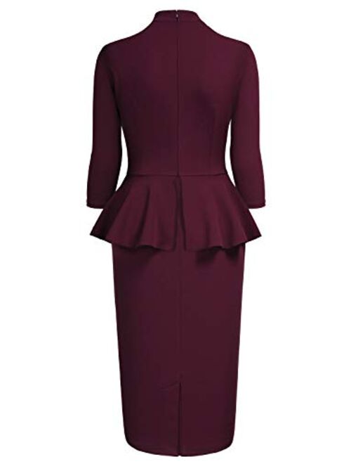 Miusol Women's Business 2/3 Sleeve Work Style Pencil Dress