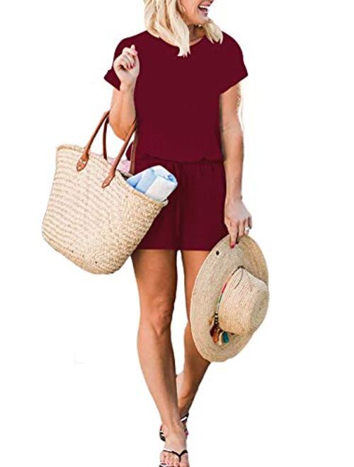 belacola Women's Summer Short Sleeve Shorts Jumpsuit Rompers with Pockets Casual Short Pant Playsuit
