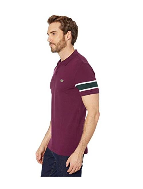 Lacoste Mens Short Sleeve Stretch Pique Semi-Fancy Slim Fit Polo Shirt