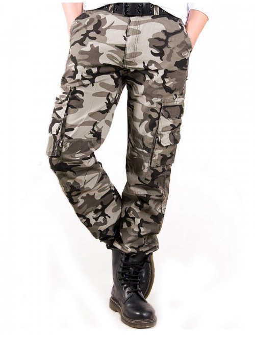 zeetoo Mens Relaxed-Fit Cargo Pants Multi Pocket Military Camo Combat Work Pants 